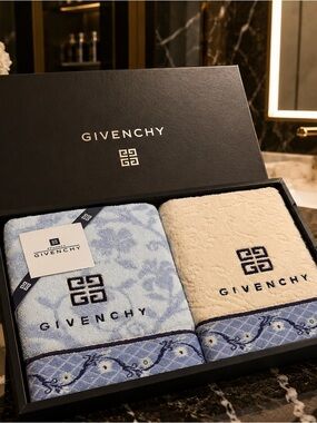 Givenchy Blue and Cream Luxury Hand Towels Set